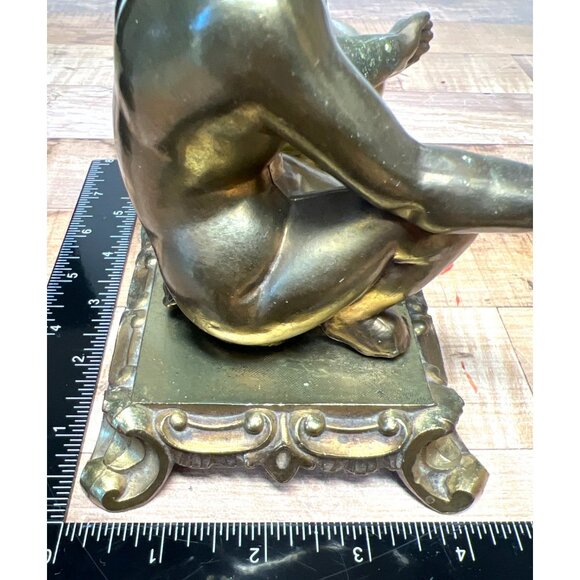 Vintage A.R.W. Leatonlines Inc. Brass Cherub & Pot Sculpture - Picture 8 of 8